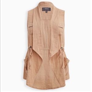 New Torrid Taupe Gauze Drape Vest